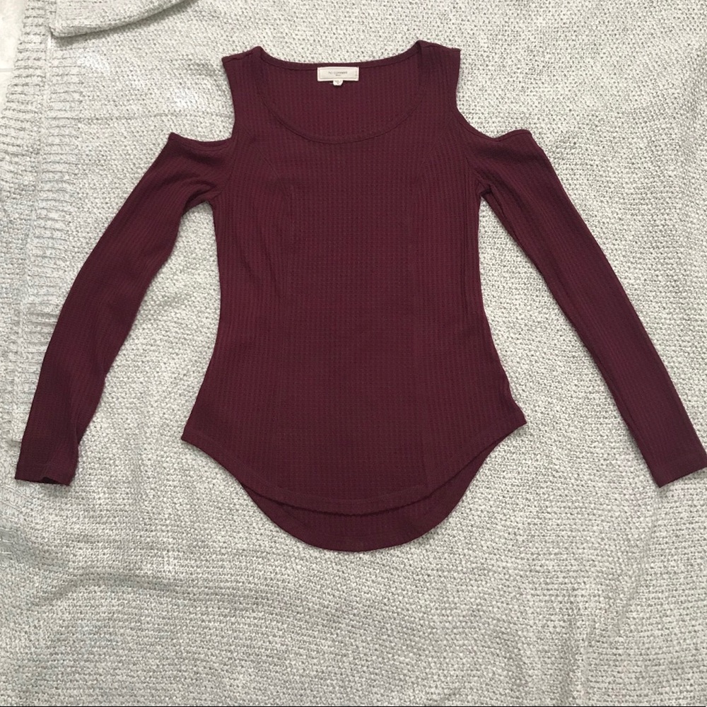 Burgundy Cold Shoulder Shirt
